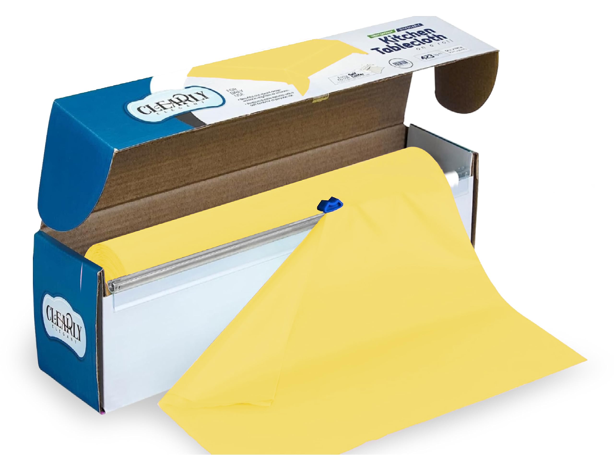 CLEARLY ELEGANTYellow Plastic Party Tablecloth Roll for Kids Birthday, Smiley Theme, Backyard BBQ, Halloween, Anniversary, Celebration, Table Cover Fits 12 Rectangle Picnic Tables (Yellow)