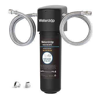 Waterdrop 10UA Under Sink Water Filter System, 8K Gallons High Capacity Main Faucet Under Counter Water Filtration System, Removes 99% Chlorine, Lead, Fluoride, Bad Taste & Odor, USA Tech, 0.5 Micron