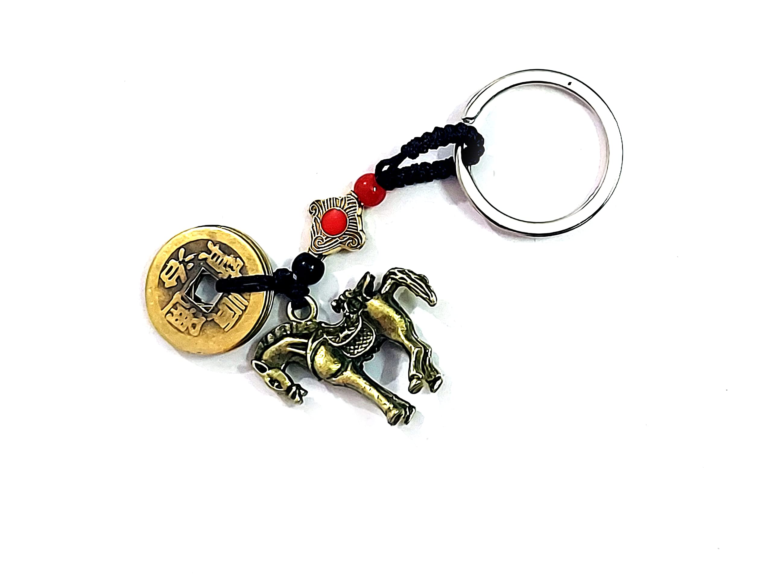 astroghar Fengshui Victory Horse with Lucky Coins And Mystique Knot Charm Key Chain Key Ring-picture-50