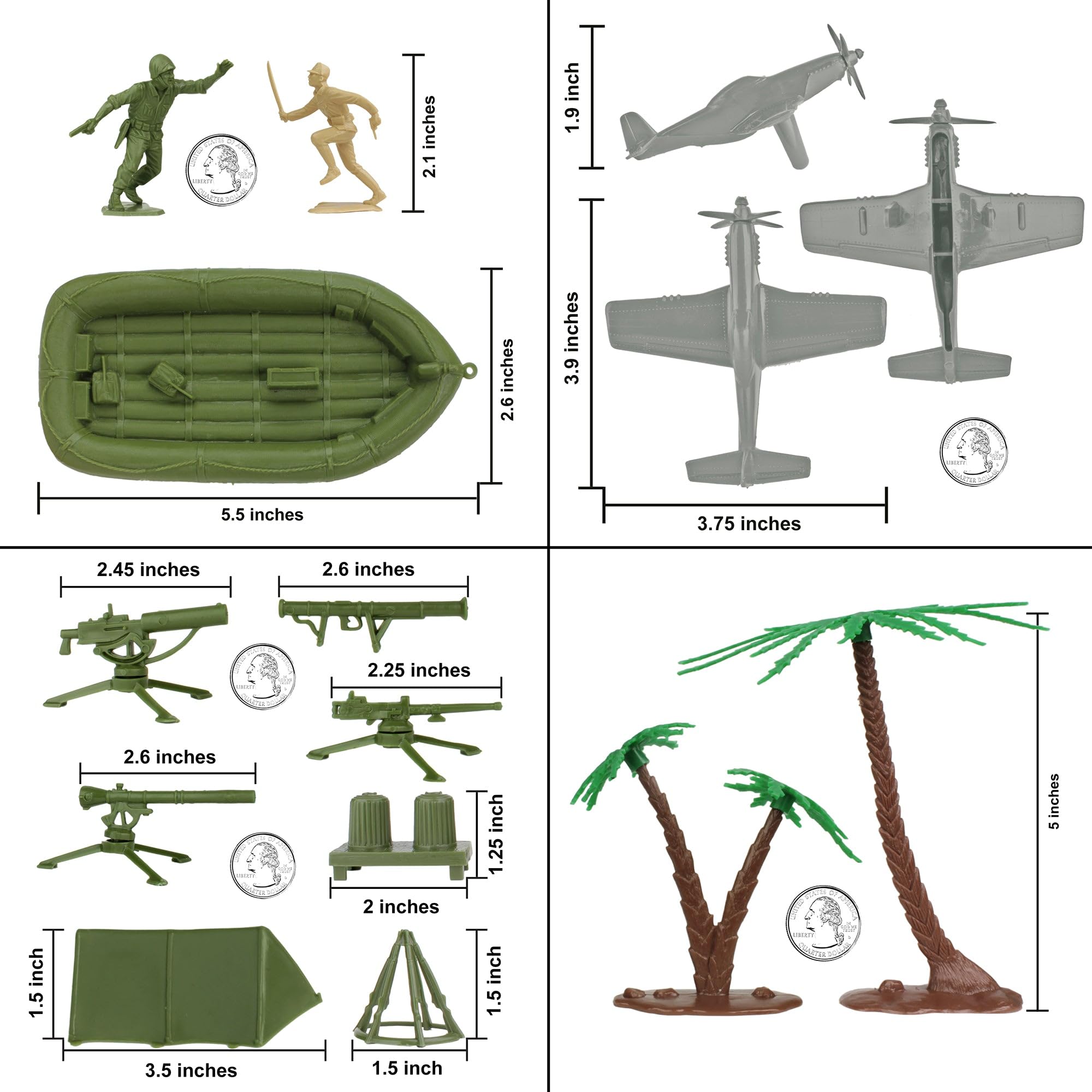 BMC Classic WWII Pacific Theater Battle 134pc Plastic Army Men