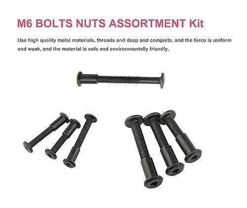 Miniatura 5 de cSeao 114 tornillos de conexión de cabeza plana M6 negro Allen, tornillos de conexión, tornillos de casquillo de casquillo, kit de tuercas para