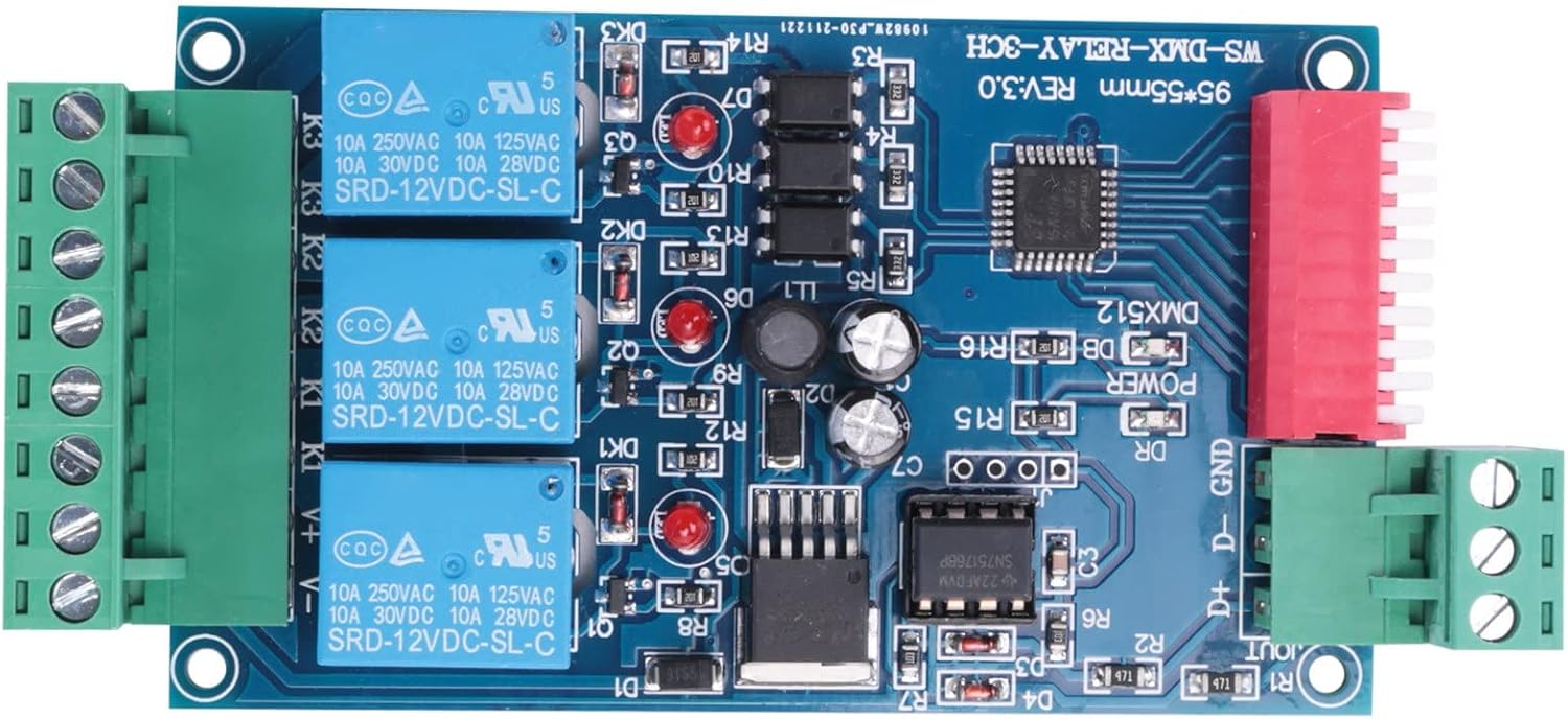 Misaso 3 Channel 5A DMX512 Controlled Relay Switch Kit DIY Converter Dimmer Relay