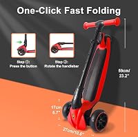 kick'n'roll gyerek roller 3 kerekes 3 éves kortól LED világító kerekekkel és LED fedélzettel, összecsukható, magasságállítható 4