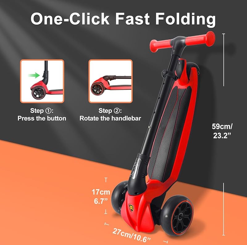 kick'n'roll gyerek roller 3 kerekes 3 éves kortól LED világító kerekekkel és LED fedélzettel, összecsukható, magasságállítható