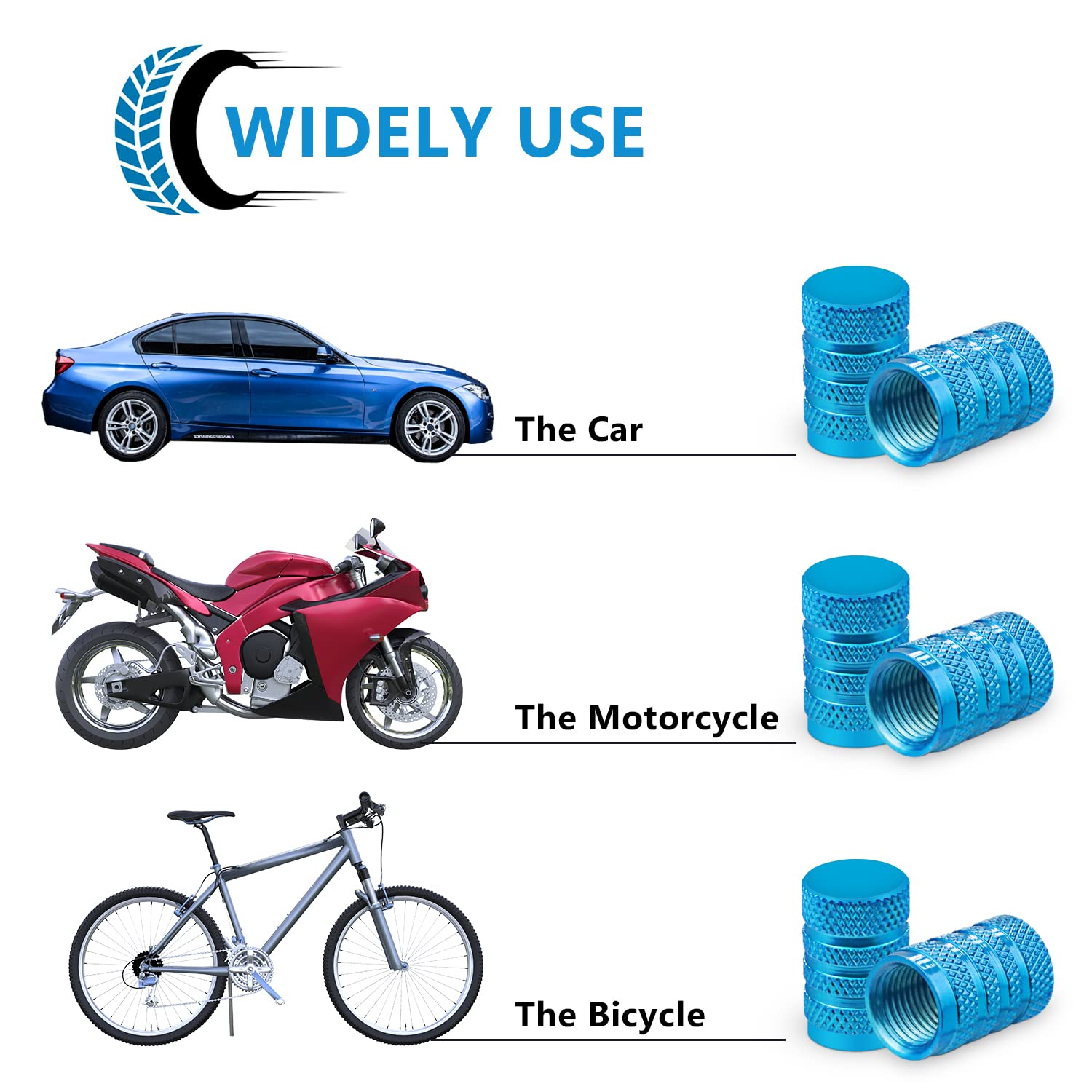 JUSTTOP Lot De 12 Bouchons D'air Universels Pour Valve De Pneu De Voiture, SUV, Vélo, Camion, Moto - Noir