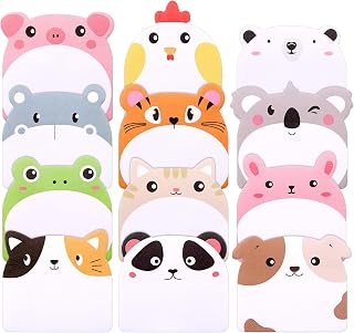 JIANTA 24 Pcs Cute Sticky Notes, 12 Animal Designs, 720 Sheets | Kawaii Animal Memo Pads for Party Favors, Party Bags, Classroom Rewards, School and Office Supplies