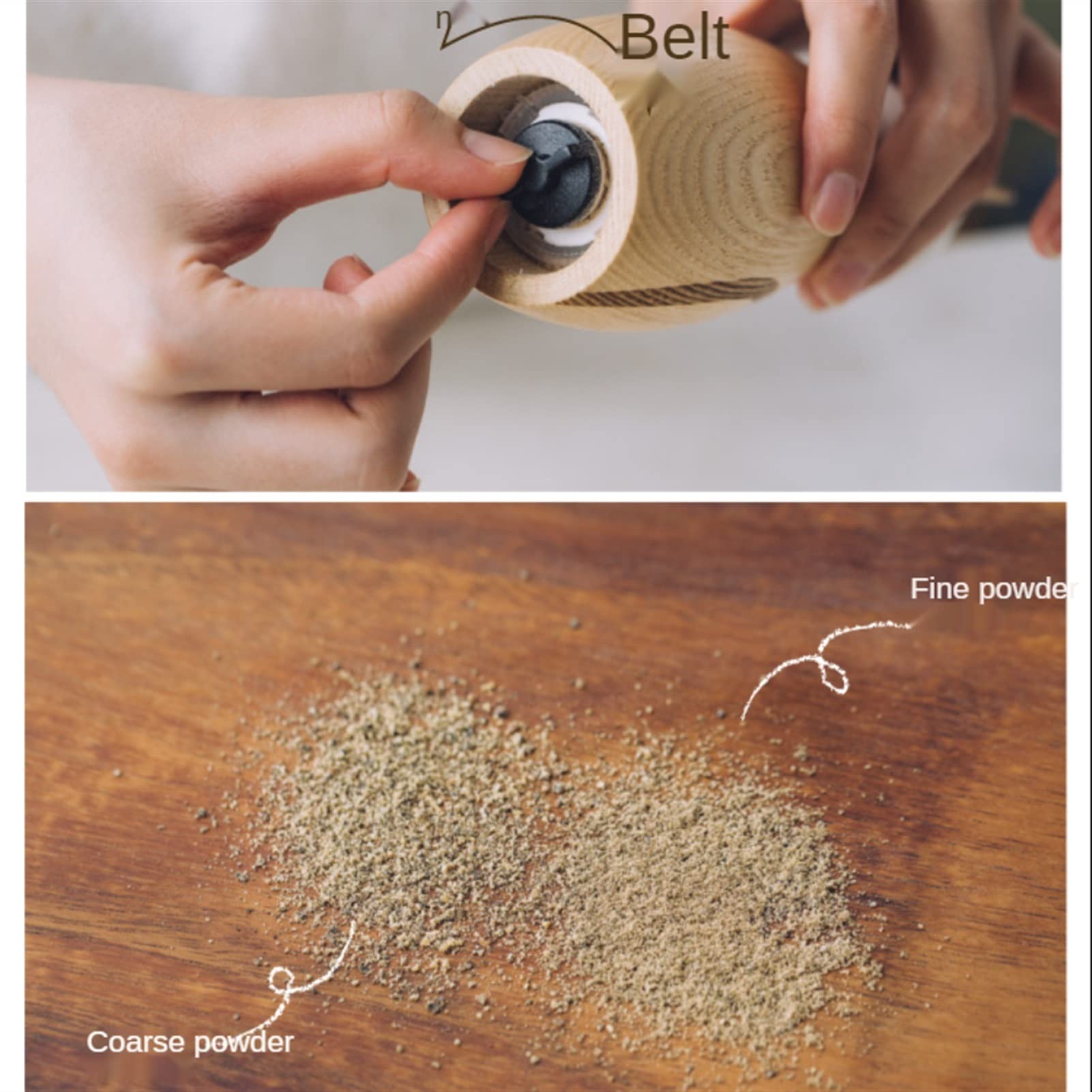 Macina Pepe Grinder di pepe di legno Mulino al peperoncino regolabile Coarness Minidinio di peperoncino di legno, per cucina freschi pepe macinato e utensili da cucina sale Macina Sale Macinapepe
