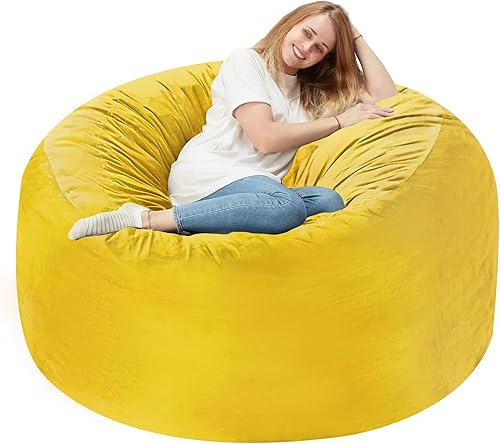 Miniatura 67 de Homguava Sillón tipo puf de 4 pies: Pufs de 4' con espuma viscoelástica rellena, grandes sillones tipo puf, sofá suave con funda de terciopelo Negro