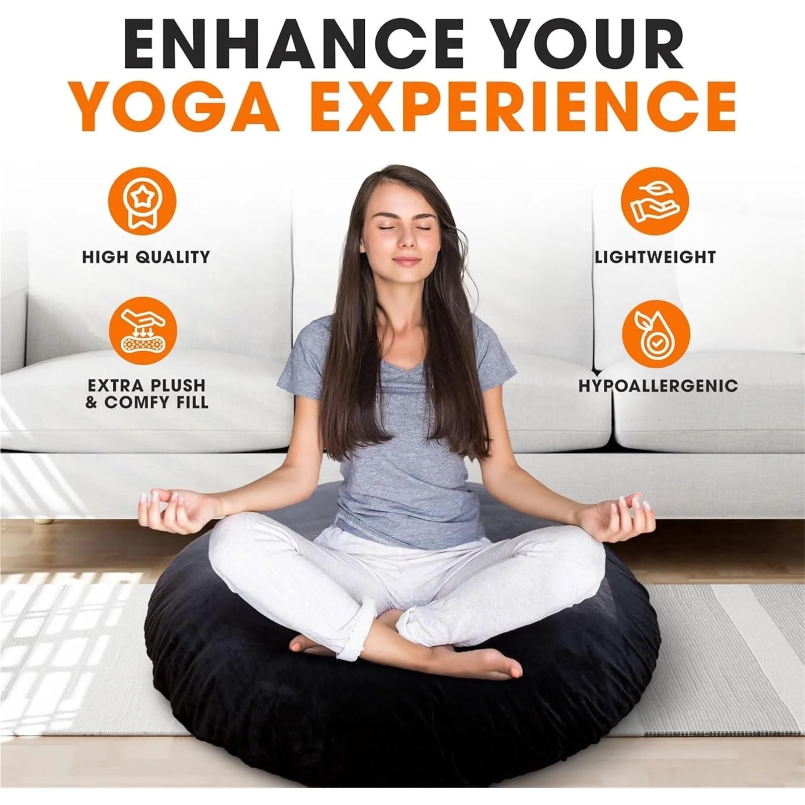 Cuscini da meditazione Cuscino da pavimento grande, cuscino meditazione rotondo 32", yoga e di grandi dimensioni