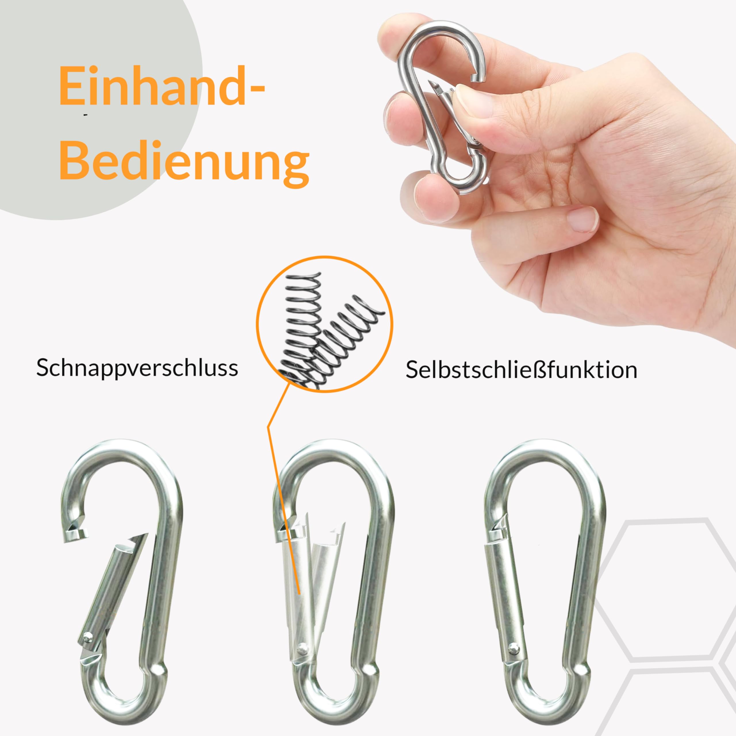 MyIdeaz Pack of 10 Carabiners with Ratchet Closure, 60 mm x 6 mm