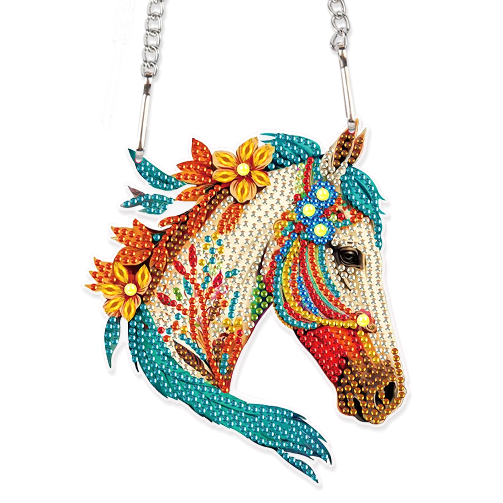 AiYuanzsh Horse Diamond Painting Hanging Ornament Kit for Adults, DIY Acrylic Diamond Art with Special Shaped Rhinestones, Window Suncatcher Wall Door Decoration Gift