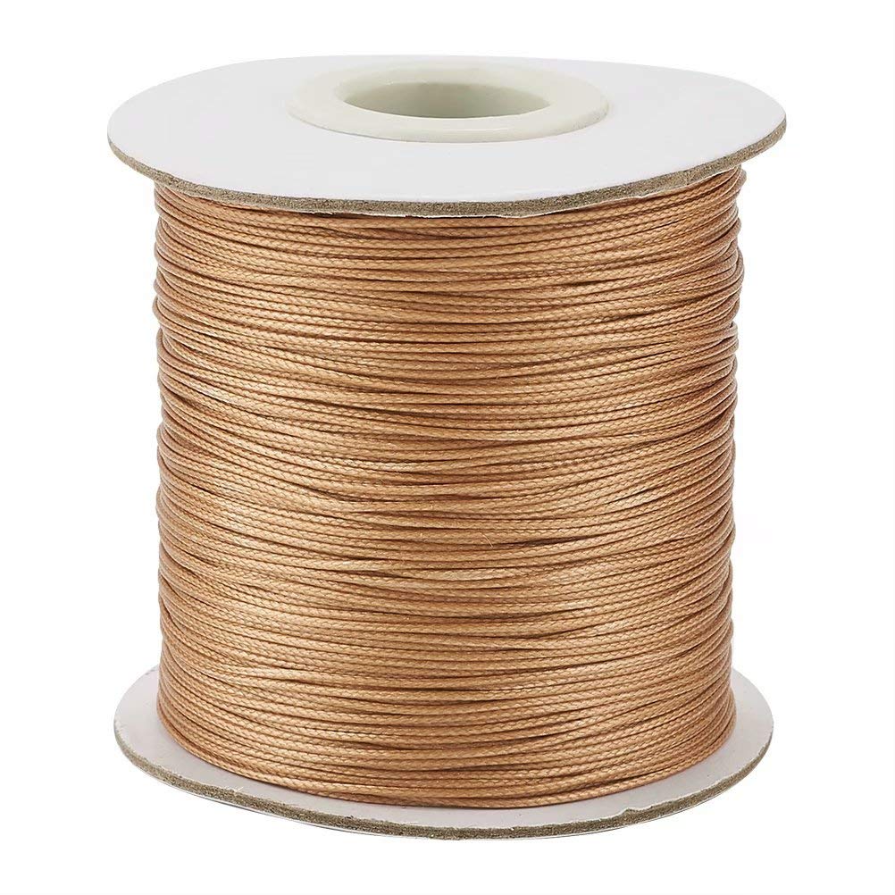 185 Yards/Roll 0.5mm Waxed Polyester Cord Beading Braided Thread Macrame Crafting String Rope for DIY Bracelet Necklace Jewelry Making Goldenrod