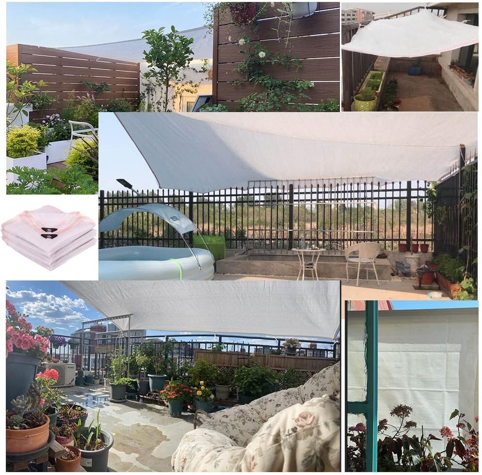 90% Shade Cloth, Dog Kennel Shade Netting, Sturdy Durable Sunblock Shade Mesh Tarp with Grommets for Patio Plants Greenhouse Porch 3.3ftx3.3ft 6.5ftx10ft 10ftx13ft 13ftx20ft (Color : White, Size : 3
