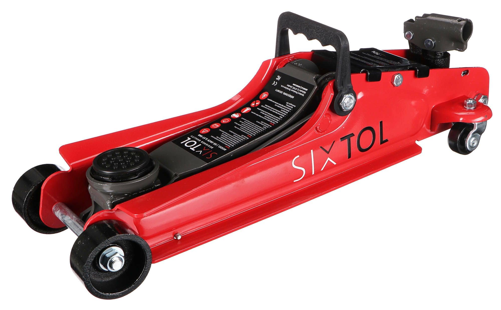 SX Jack 2,5T 360 | Gato hidráulico de Perfil bajo | 2,5 toneladas | Barra giratoria 360° | Coche Deportivo | Compacto | Construcción de Acero, Rojo