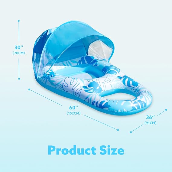SLOOSH Inflatable Pool Floats Lounger Adult, Pool Lounger with Canopy Pool Raft Water Floating Recliner Chair with Cup Holders