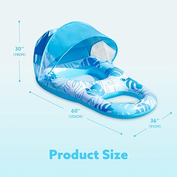 SLOOSH Inflatable Pool Floats Lounger Adult, Pool Lounger with Canopy Pool Raft Water Floating Recliner Chair with Cup Holders
