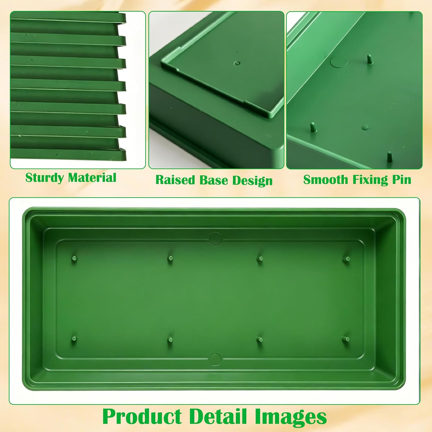 10Pcs Plastic Floral Foam Trays for Flower Arrangements,Rectangle Size 10.63 x 5.12 x 1.77 in,Reusable Green Flower Trays with Pins for Home Decor,Weddings and Party