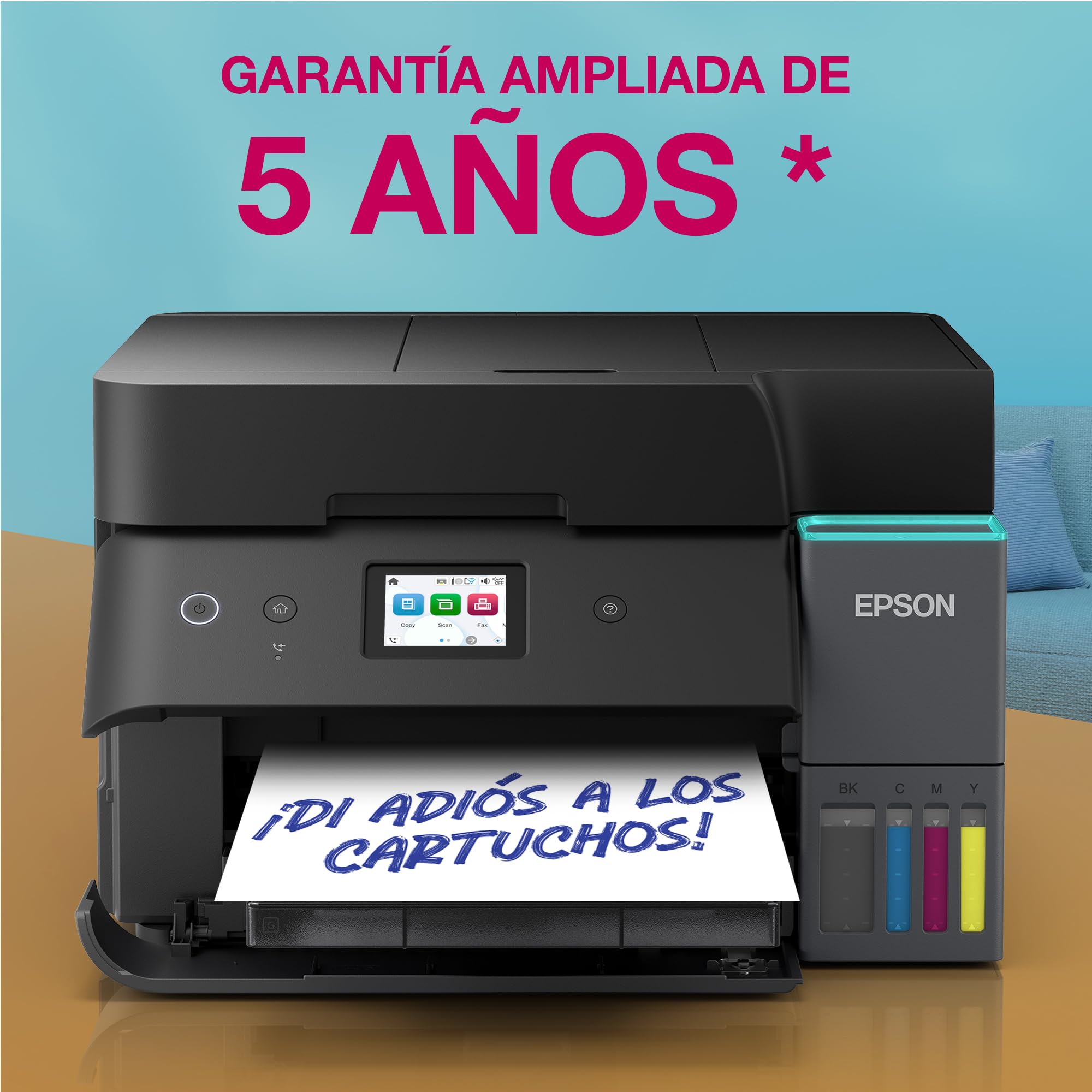 Epson EcoTank ET-4950 Impresora de Depósito de Tinta | Teletrabajo | Wi-Fi, Ethernet | A4 | Doble Cara | Imprime, Copia, Escanea, Fax | Pantalla Táctil 6,1cm | ADF | Tinta Incluida Para 3 Años