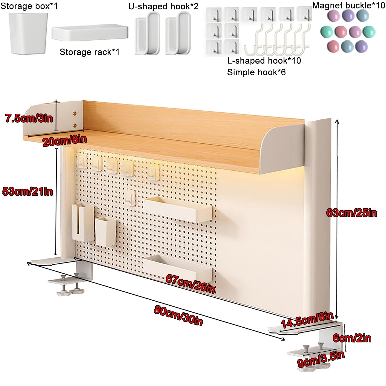 Morsetto sulla scrivania Estensione della scrivania Pannello Forato Postazione di Lavoro, Pannello Privacy per scrivania da Gioco, Accessori da scrivania (80 * 63 cm/30 * 25 Pollici)