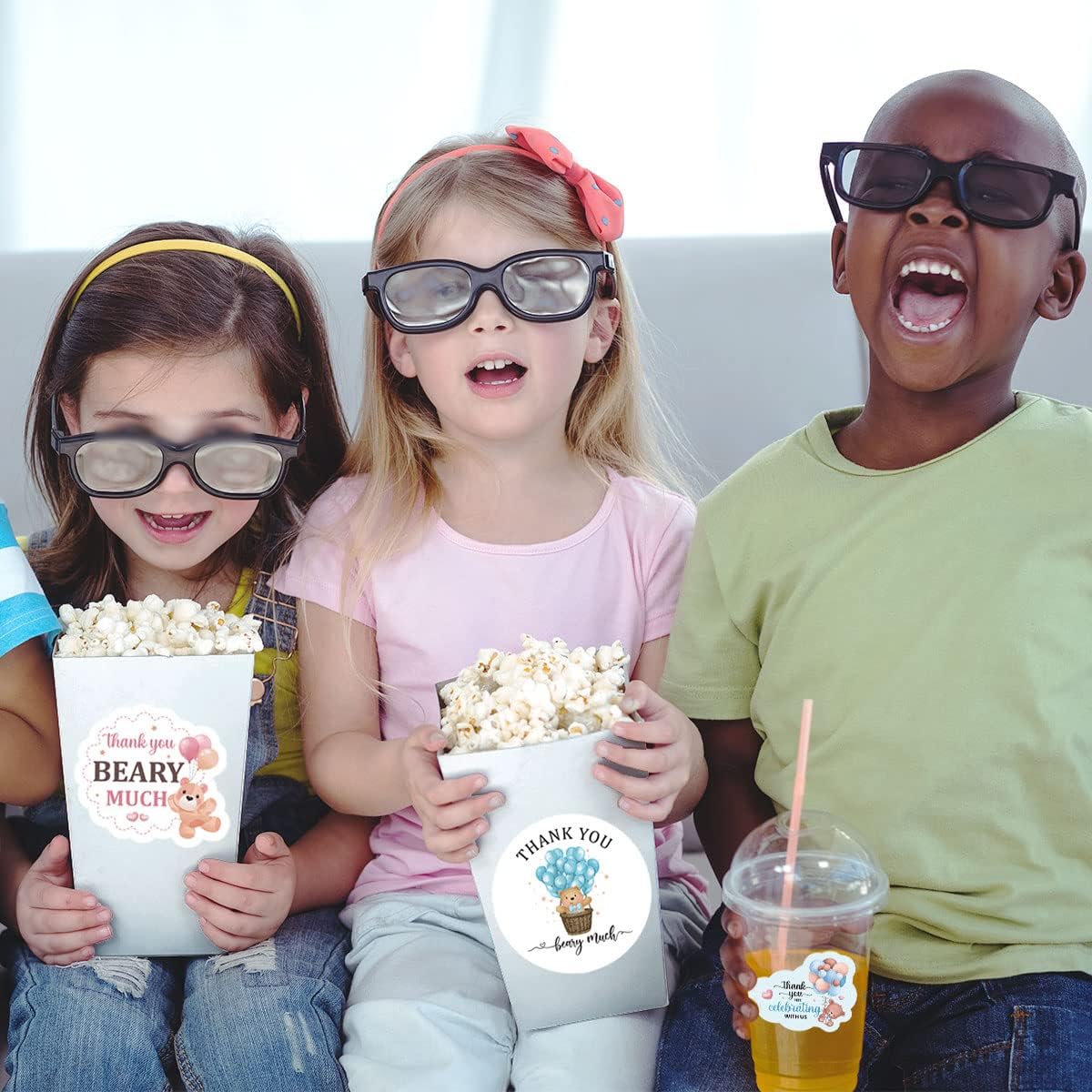 2.4 Inch Blue Bear Balloon Thank You Berry Much Sitcker,Baby Boy Thank You Bear Stickers,Boy Teddy Blue Bear Theme Favors Labels Decorations Supplies for Boys(80 PCS) - Image 6