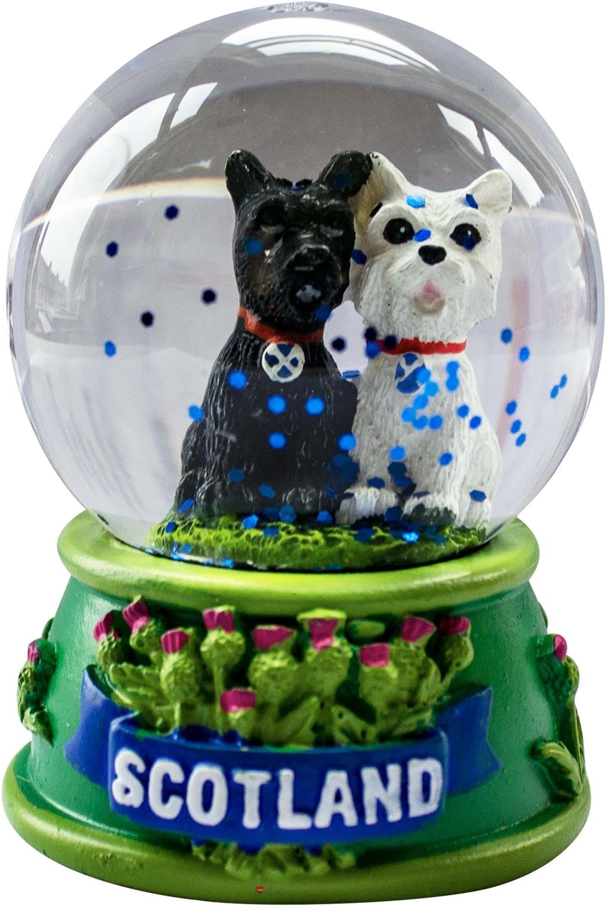 I LUV LTD Scottish Waterball Snow Globe with Dogs Design, Resin Figurine and Moulded Base