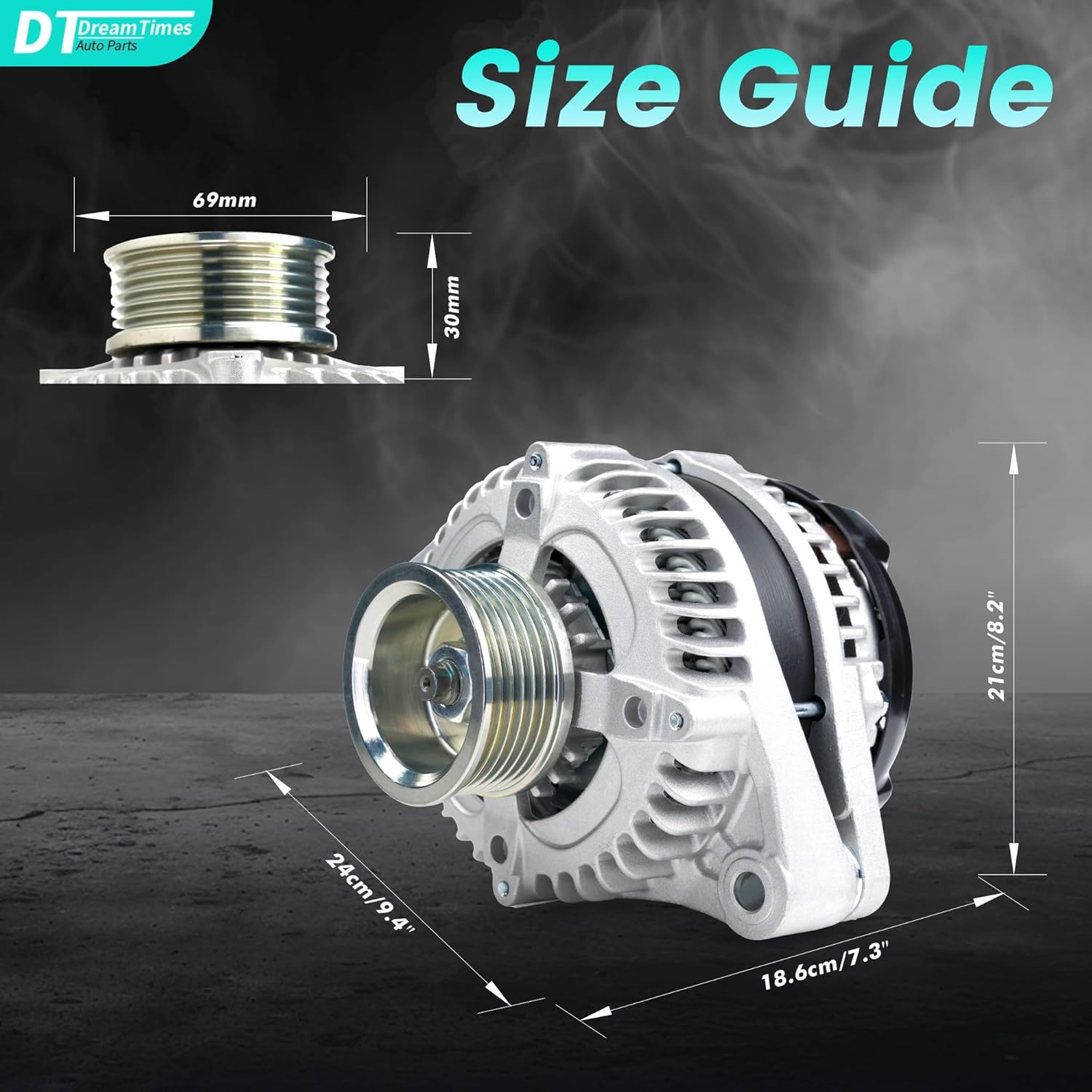 Dreamtimes High Output Alternator for/Honda Odyssey 2005-2007 Pilot for/Ridgeline 2007 2008 for/Acura MDX RL TL 3.2L 3.5L 3.7L, 130Amp 12V CW 6-Groove Pulley, OE Replacement # 31100-RDJ-A01