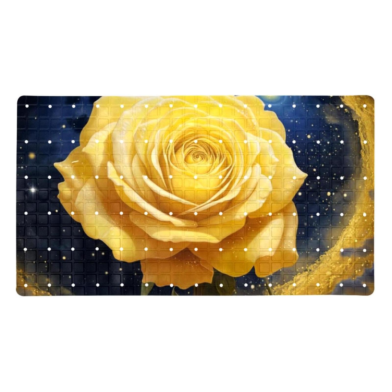 Tapete de baño estético galaxia rosa amarilla secado rápido