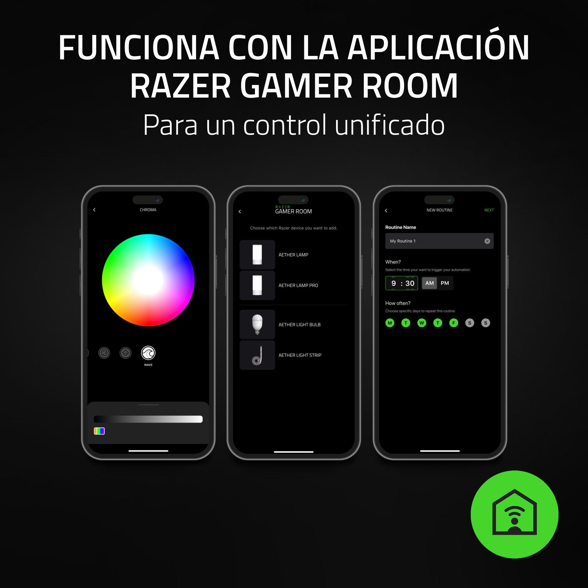 Razer Aether Smart Lamp - Lámpara LED para hogares inteligentes (iluminación omnidireccional, alimentada por Chroma RGB, compatible con Matter, funciona Smart Home App)