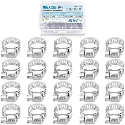 Miniatura 40 de TICONN - Juego de 60 abrazaderas de manguera, abrazaderas de manguera de tornillo sin fin de acero inoxidable 304 de 1/4 a 1-1/2 pulgadas