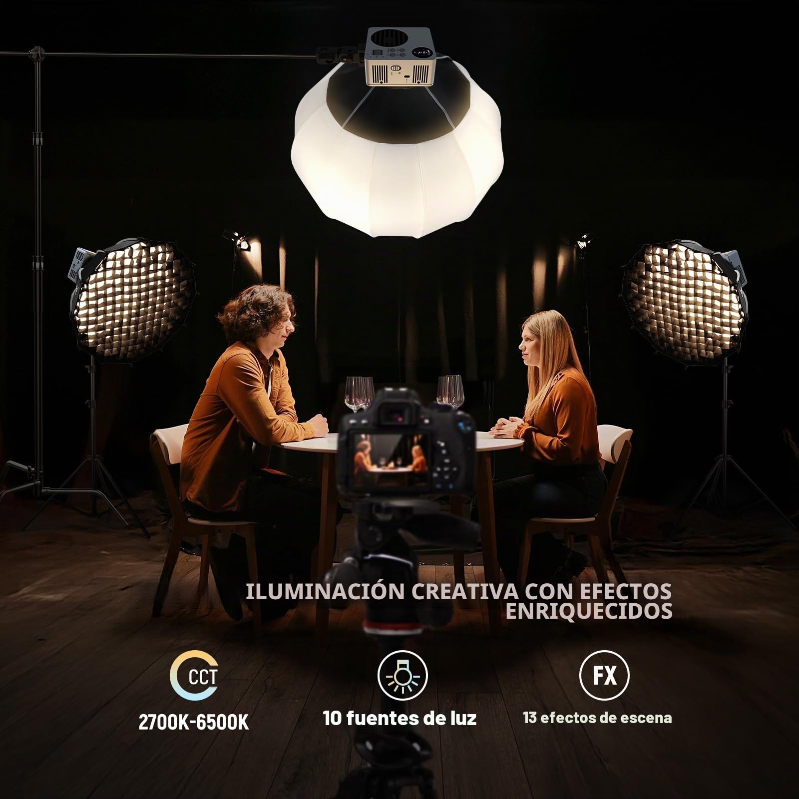 NEEWER 80W LED Video Luz con 72Wh Batería/100W PD Carga Rápida App/2.4G Control Portátil Bi Color Mini COB Estudio Luz Continua 25500lx/1m 2700-6500K Regulable CRI95+ 13 Escenas, HB80B