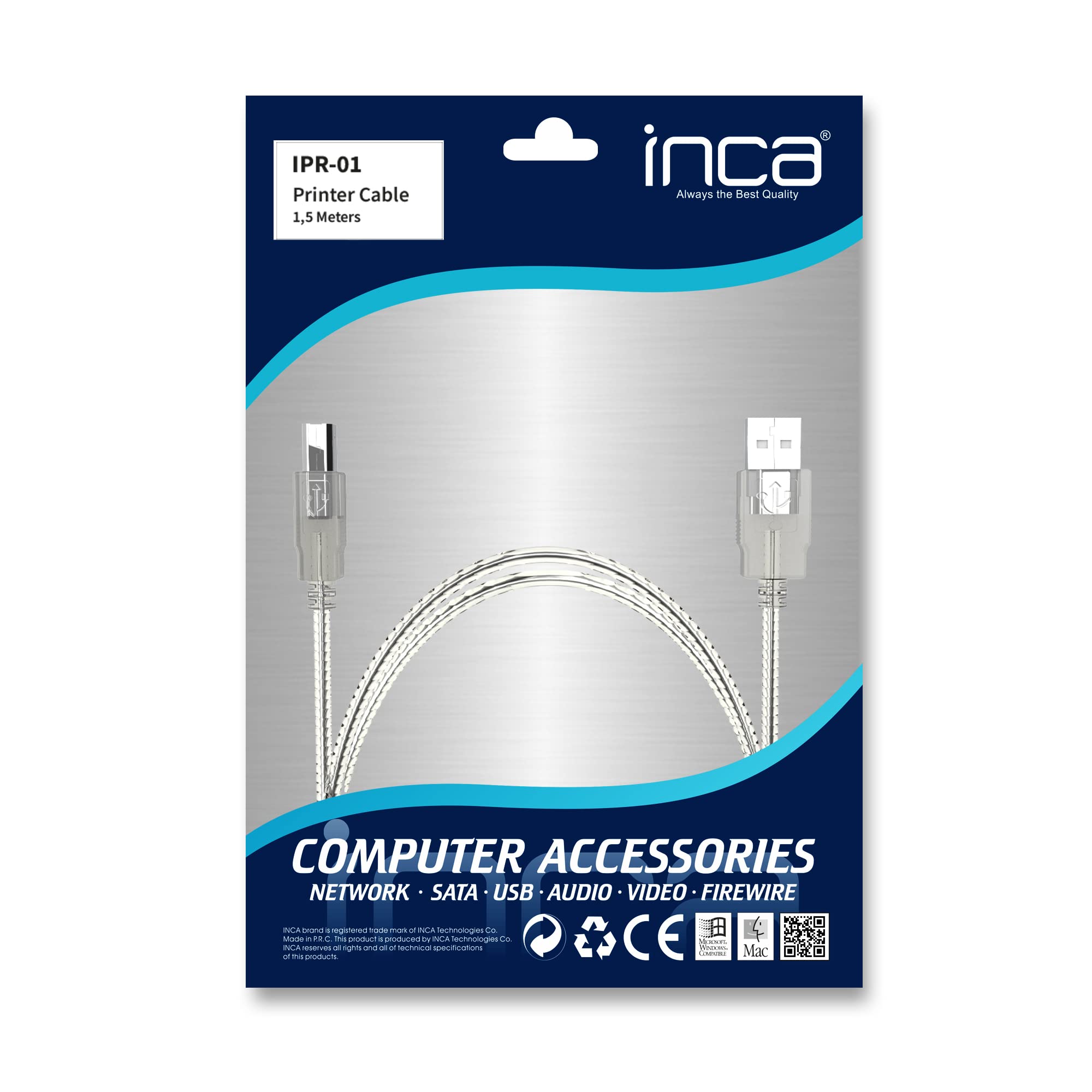 Inca IPR-01 Usb 2.0 Printer Kablosu 1.5Mt Kablo (Askili)