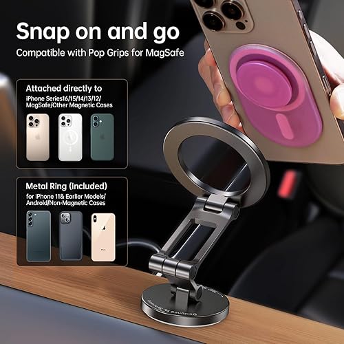 Miniatura 7 de Syncwire Compatible con soporte MagSafe de coche para tablero de automóvil y pantalla Tesla todo de metal, soporte magnético para teléfono, tres