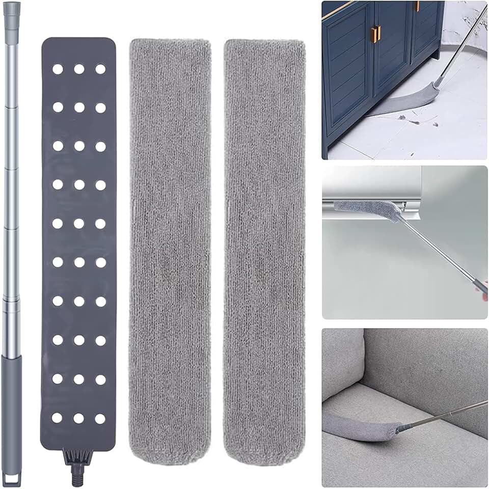 Dust Cleaner Microfiber Duster, Gap Dust Cleaning Artifact with Extension Pole & Bendable Head, Washable Extendable Gap Dusters fo