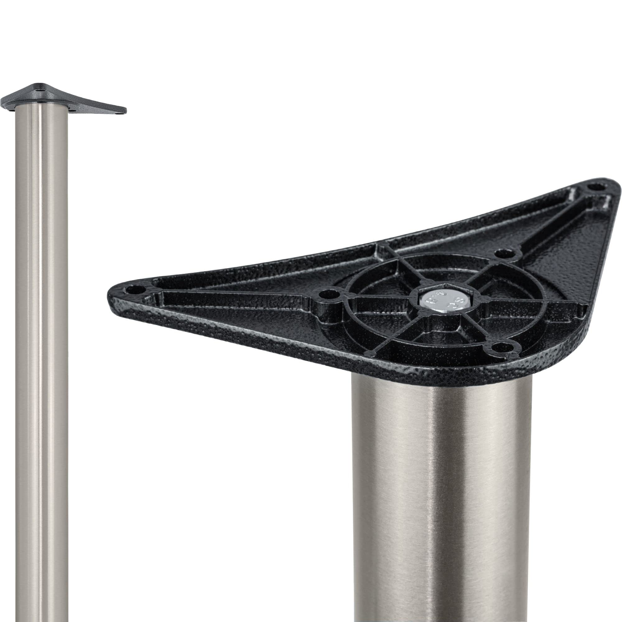 Pied de Meuble Métallique Réglable | Modèle H10251 | Hauteur 710 mm | Ø 60 mm | 4 Pièces - Pied de Support avec matériel de Fixation | Acier Inoxydable | Pied de Table cylindrique