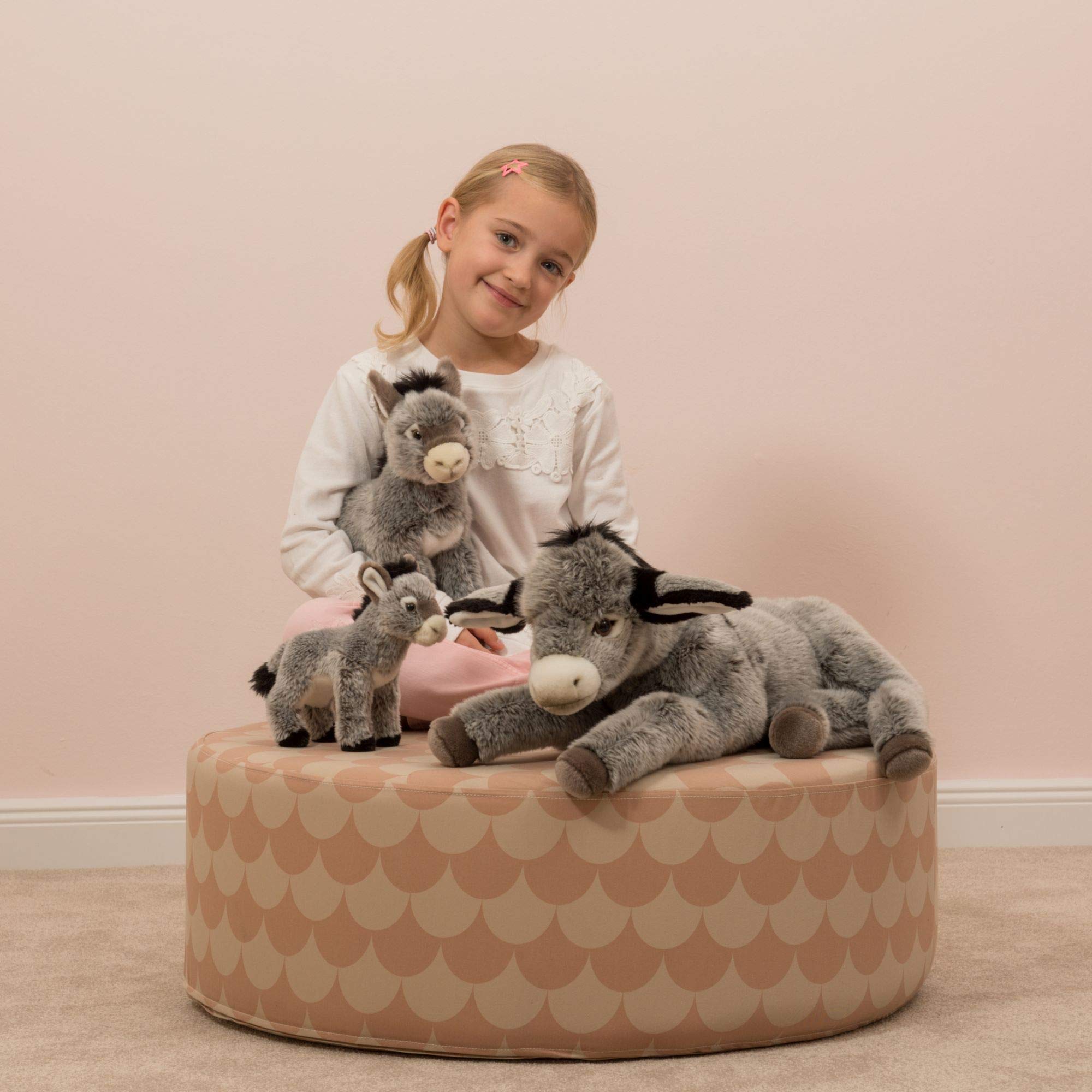 Teddy Hermann 90249 Esel liegend 50 cm, Kuscheltier mit idealem Recyclinganteil (Füllmaterial)