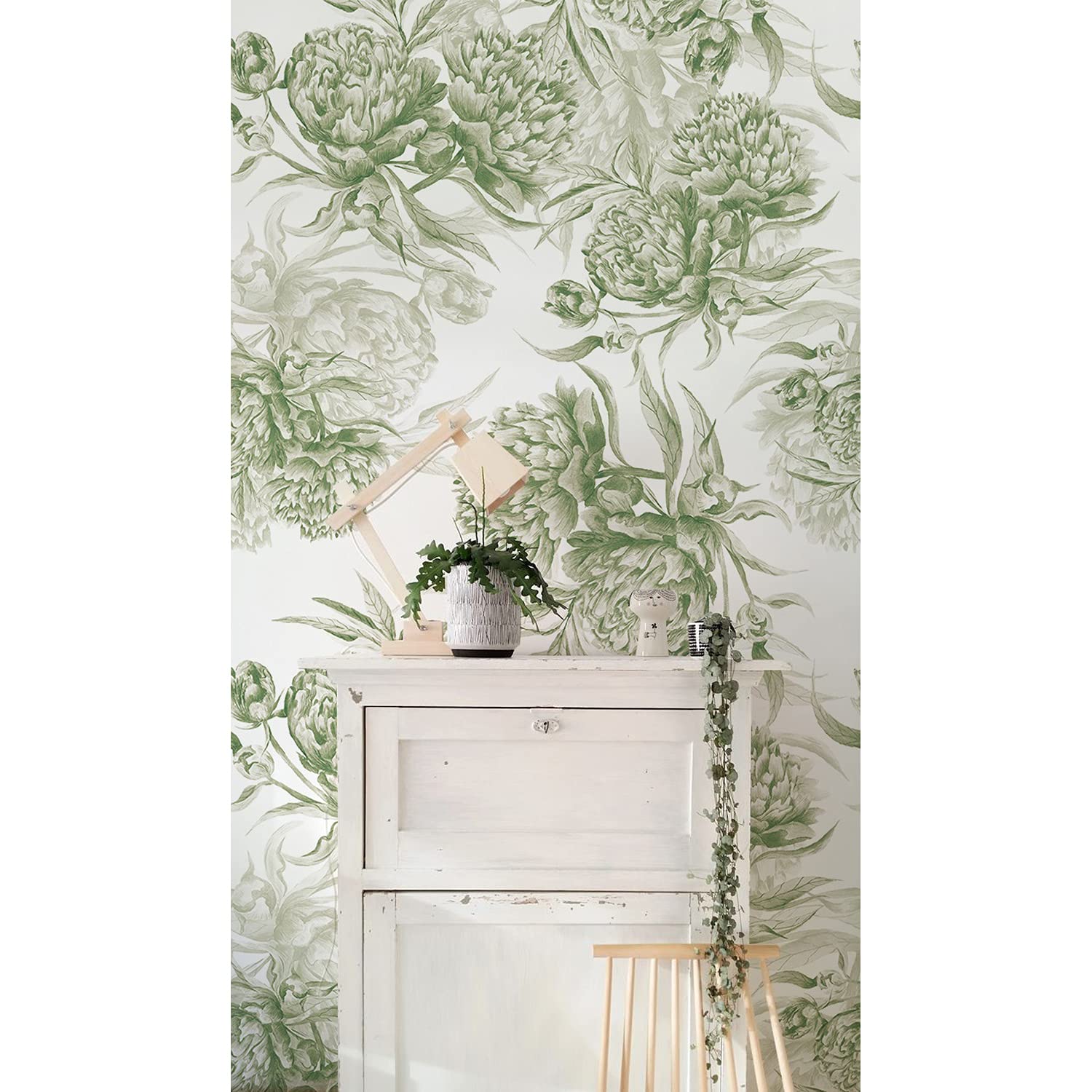 Papier peint intissé pivoines décoration murale chambre salon meuble tissu 104x70