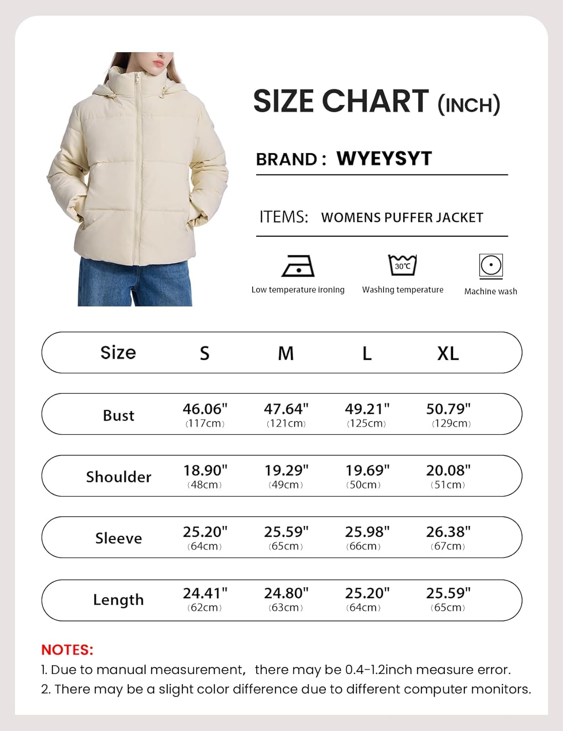 Wyeysyt Womens Cropped Puffer Jacket Warm Winter Quilted Jacket with Removable Hood Short Padded Coat - Image 7
