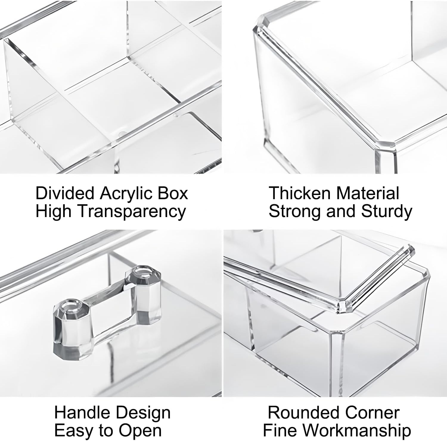Qtip Holder Dispenser for Cotton Balls, Swabs, Pads, Floss Picks, 3 Compartments Clear Acrylic Container Box with Lid for Bathroom Canister Storage Organization, Vanity Makeup Organizer (#A)
