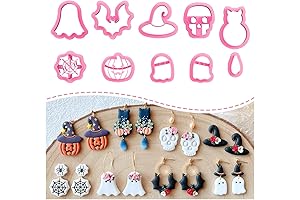 KEOKER Halloween Polymer Clay Cutters, 10 Shapes Halloween Clay Earrings Cutters