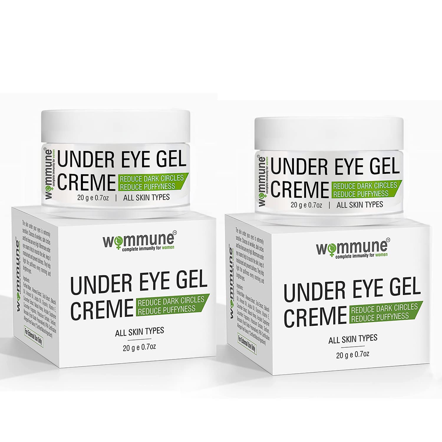 Under Eye Gel Cream for Dark Circles, Eye Puffiness, Fine Lines & Wrinkles with Chia Seed Oil, Coffee Oil, Vitamine E & B3, Green Tea,Cucumber,Carrot Seed,Coconut, Bakuchi & Aloe Vera (Pack of 2)