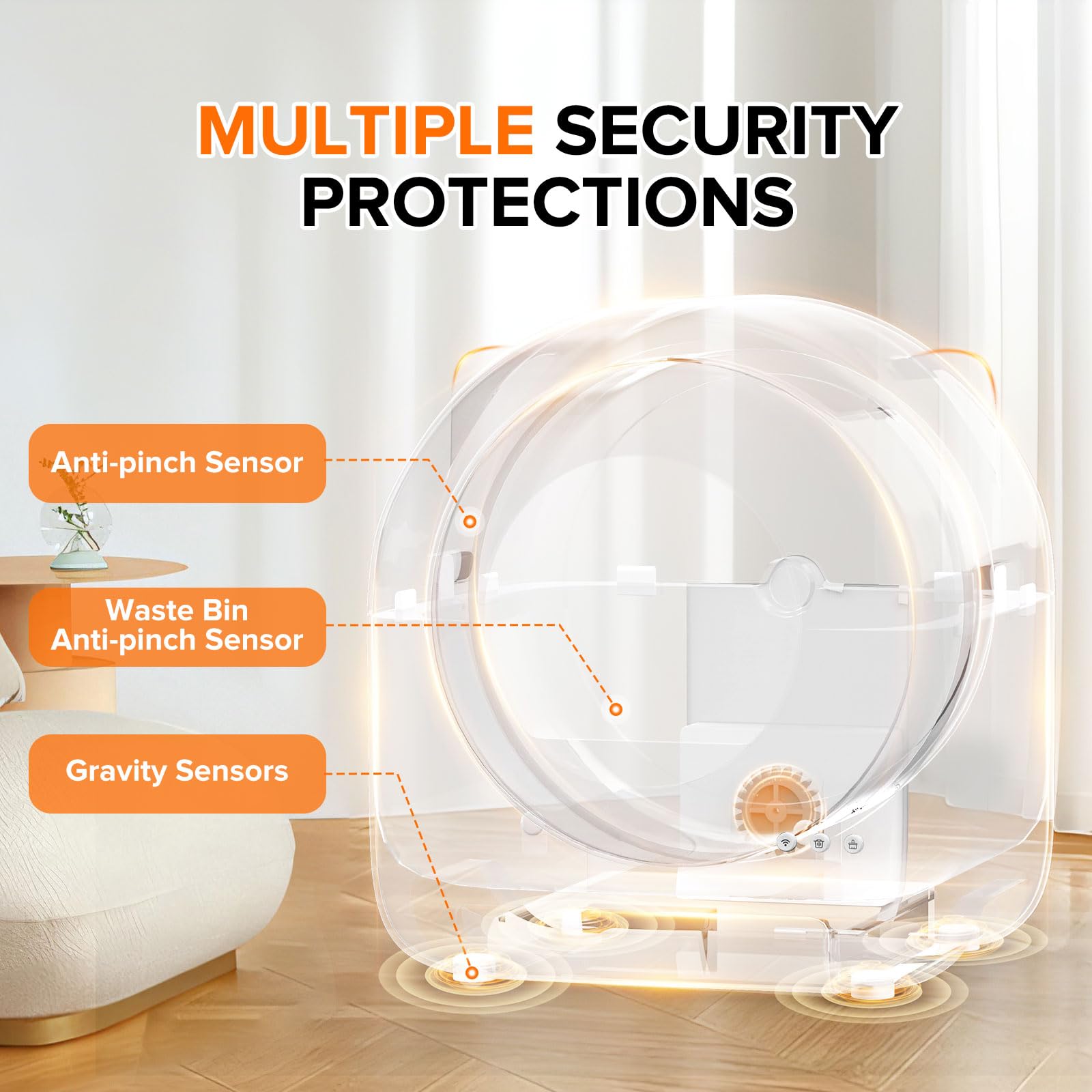 Self Cleaning Litter Box, Large Capacity Automatic Cat Litter Box Self Cleaning for Cats - App Control Safety Protection with Trash Bags, Deodorizer and Cleaning Brush