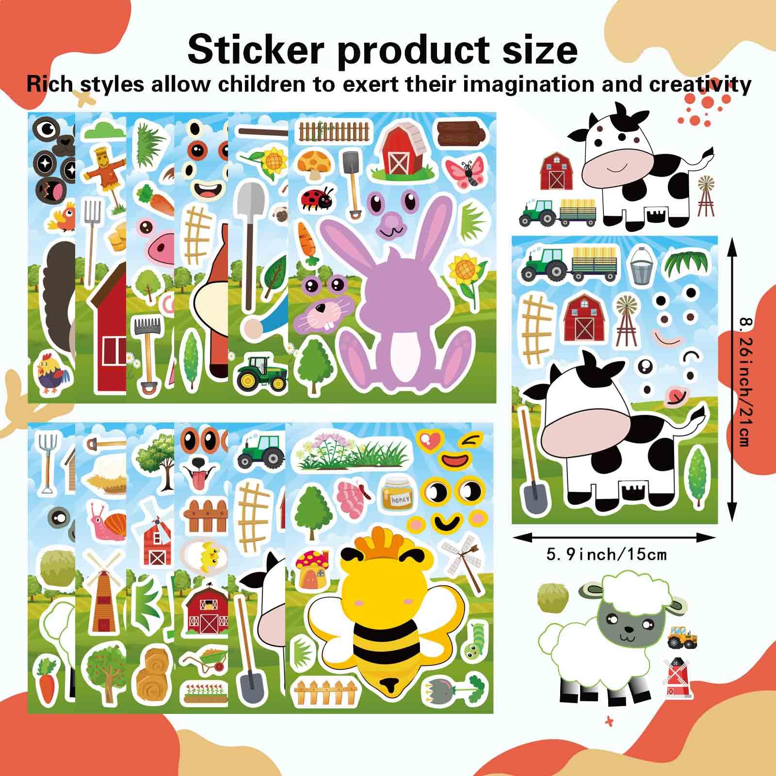 JOYIN 24 Pegatinas De Animales De Granja – Set Haz Tu Propia Cara Con Ojos Y Bocas Para Niños, Ideal Para Cumpleaños Y Fiestas