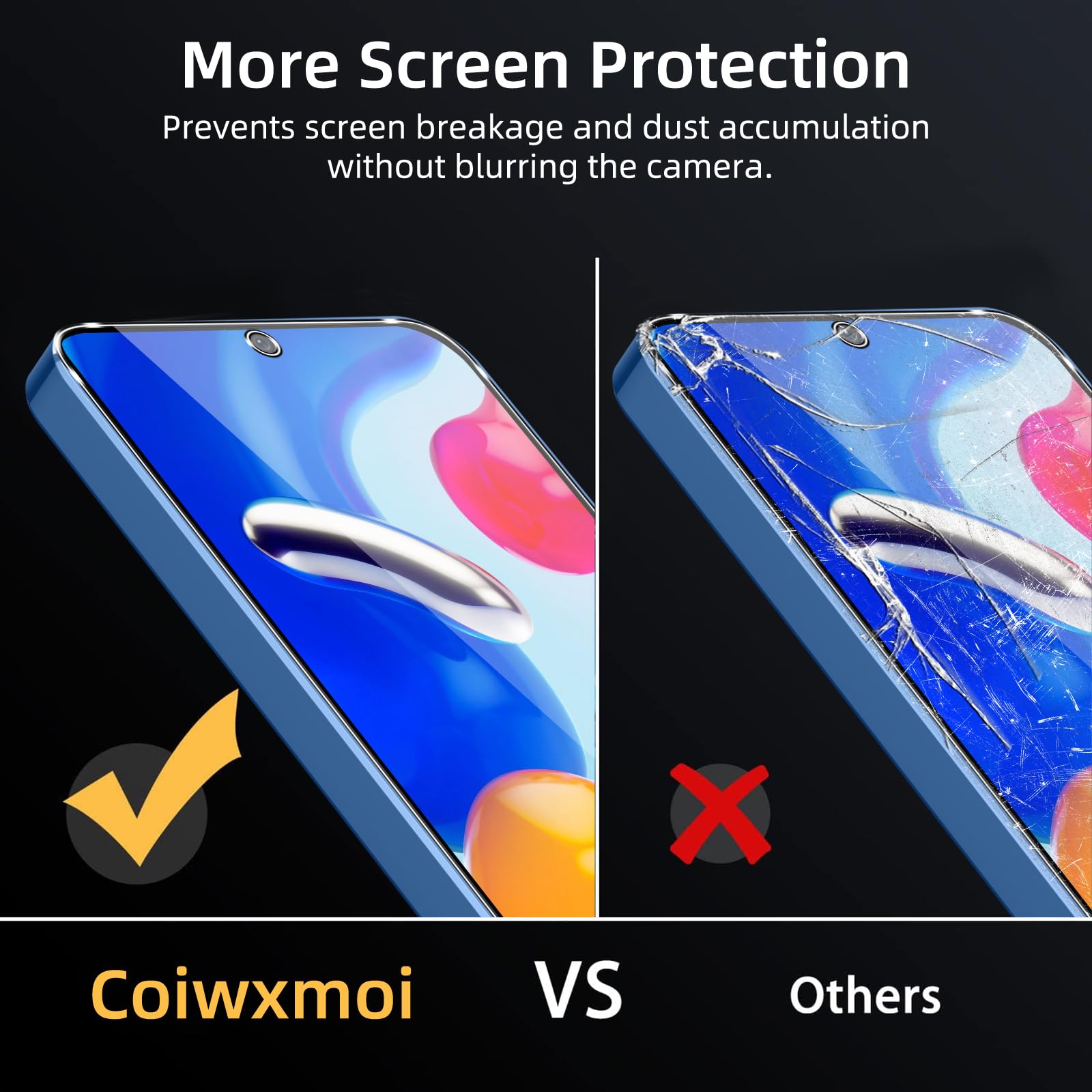 Coiwxmoi 2 Pezzi Vetro Temperato per Xiaomi Redmi Note 11/Note 11S, Pellicola Protettiva Durezza 9H Anti-Graffio Anti-impronte Senza Bolle HD Trasparente Vetrino Schermo Protezione per Redmi Note 11