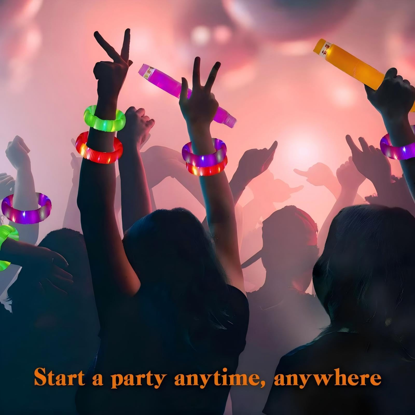 Collares luminosos y brazaletes, accesorios de fiesta para niños pequeños, tubos brillantes para niños, cumpleaños, camping, boda, fiesta, suministros para niños y niñas (paquete de 36 rosas)