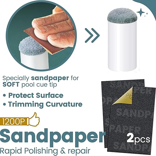 Miniatura 3 de SOLROS - Puntas para taco de billar - Puntas para palos de billar, kit de accesorios de repuesto con caja de almacenamiento, cabeza de taco de cuero