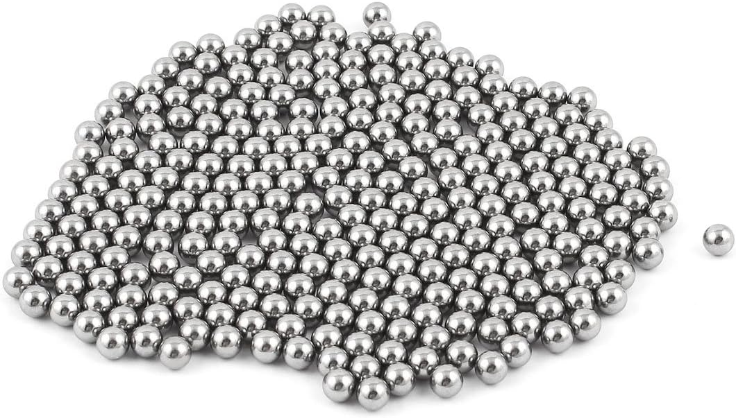 sourcing map 370 Pcs Replacing Parts 5mm Diameter Bike Bicyle Steel Ball Bearing, Silver