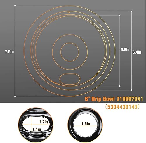Miniatura 2 de APPLIANCEMATES Juego de 4 sartenes de goteo de porcelana negra 318067041 y 318067051 de repuesto para quemadores de estufa Frigidaireeléctrica