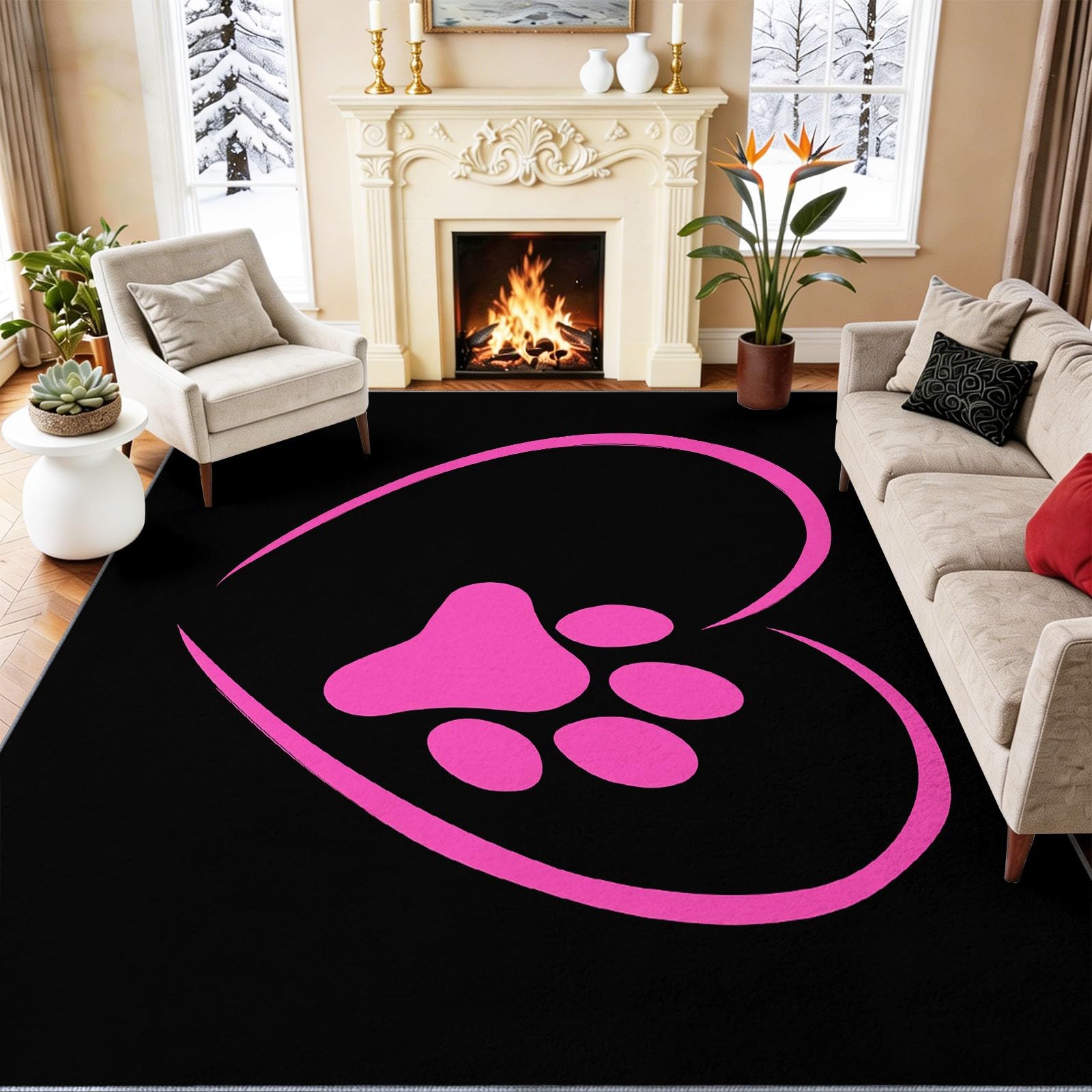 Tapis à poils courts lavable pour salon résistant aux taches avec envers antidérapant