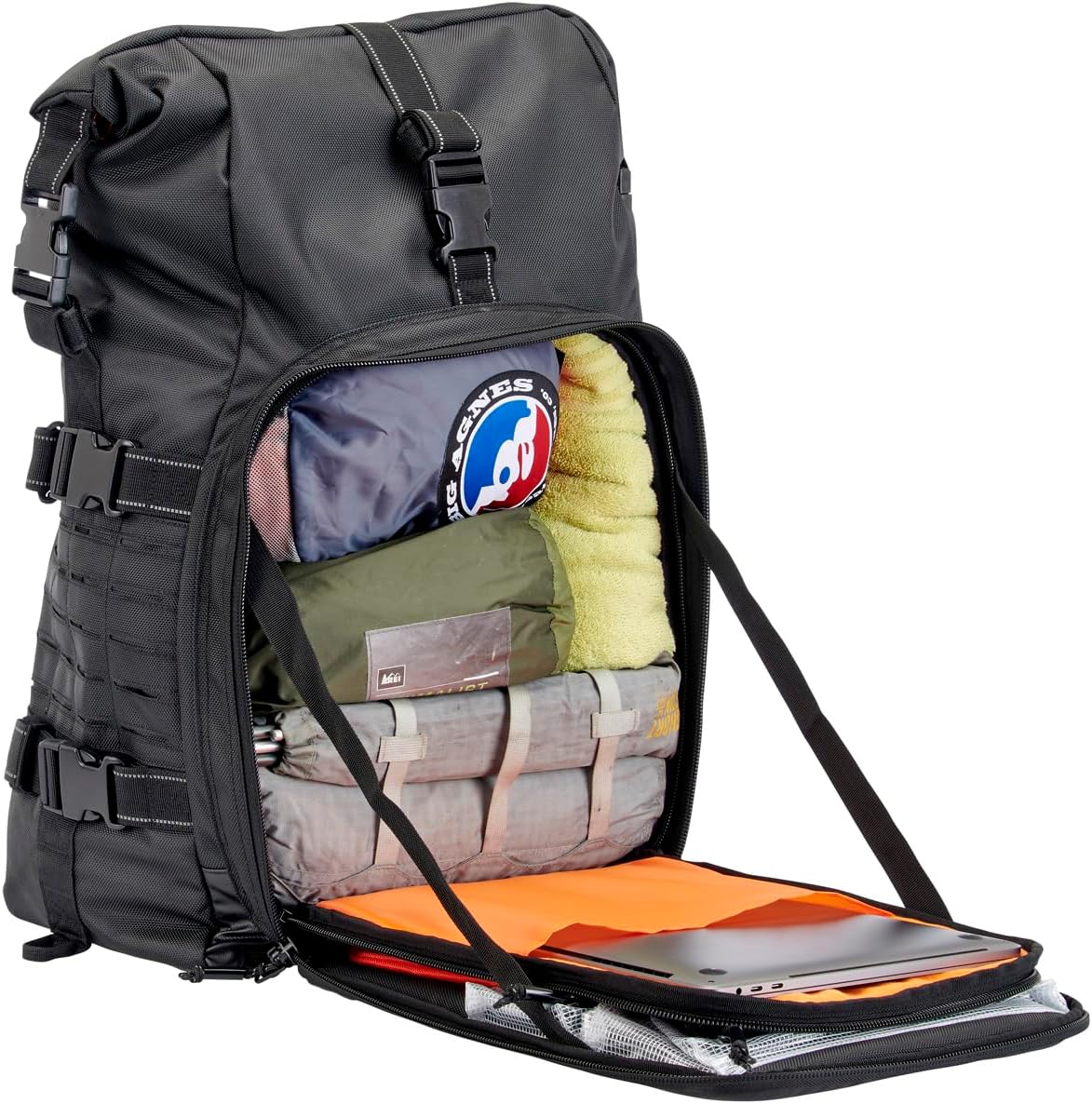 Biltwell EXFIL-80 2.0 Sissy Bar Bag - Black, 51L Motorcycle Bag, Compatible with Touring and Cruiser Motorcycles