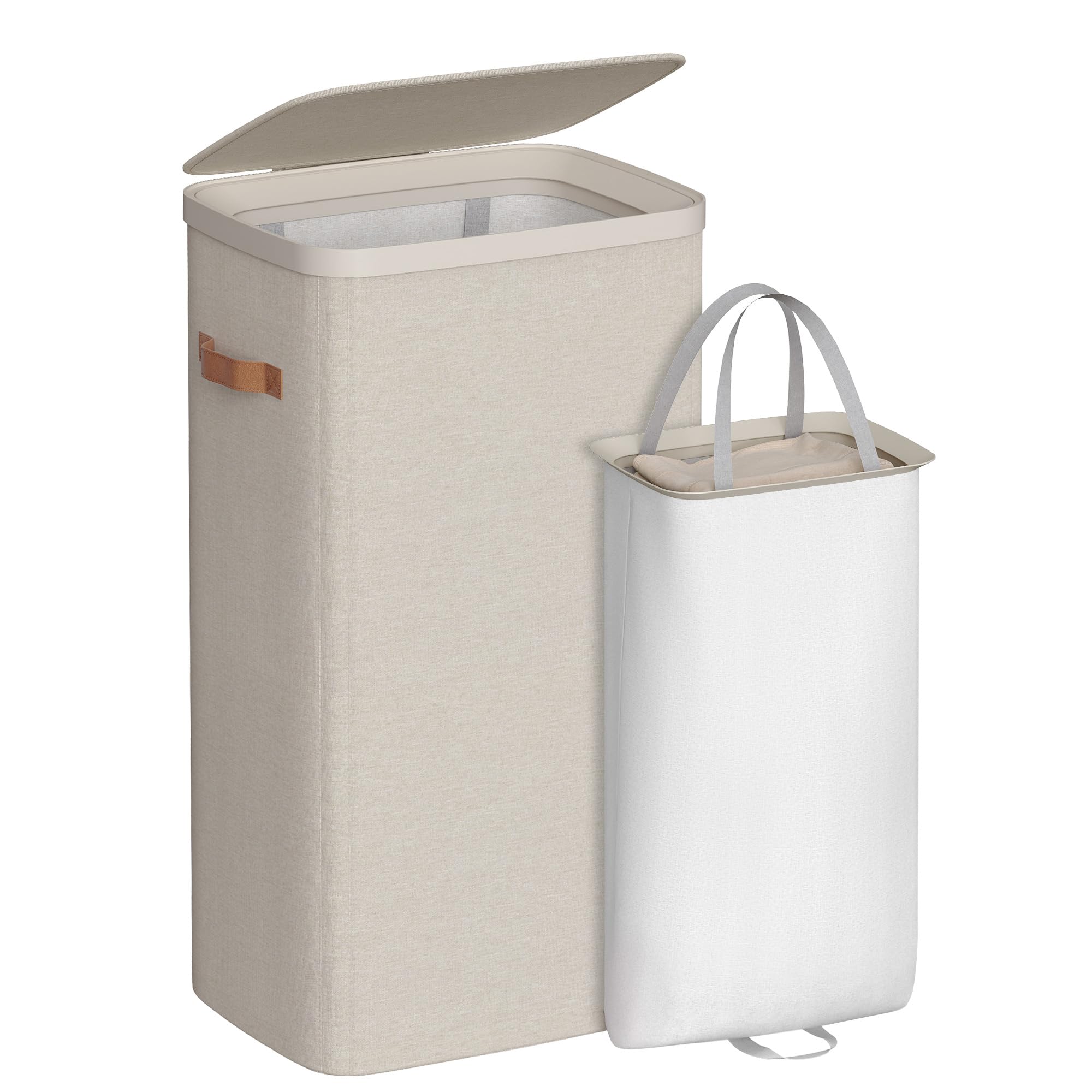 New Songmics Laundry Basket, Laundry Hamper, With Lid And Handles, Removable Liner, Easy Assembly, Beige